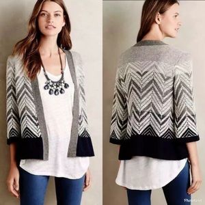 Anthropologie Moth Gray Chevron Stitch Open Cardigan